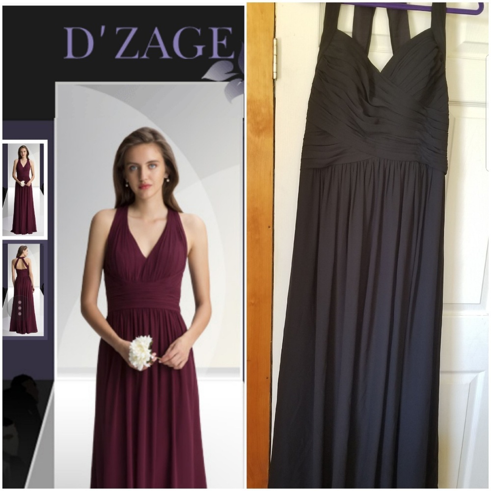 D'ZAGE #8124 Event Gown .. Black, Chiffon, VNeck